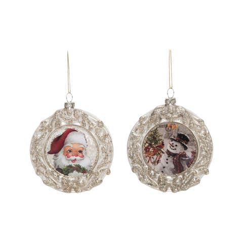 Glass Shimmer Nostalgic Character Ornaments Set of 2