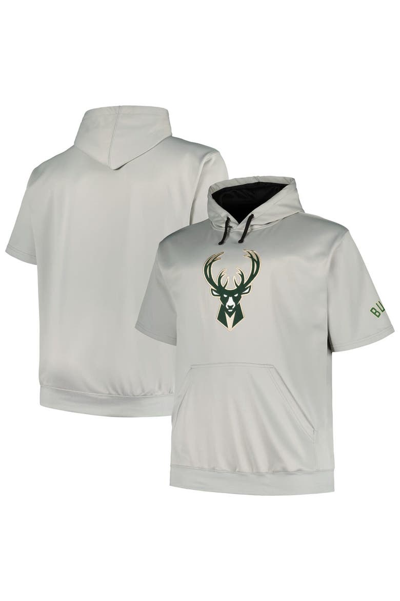 Men's Fanatics Branded Silver Milwaukee Bucks Big & Tall Logo Pullover Hoodie, Alternate, color, Silver