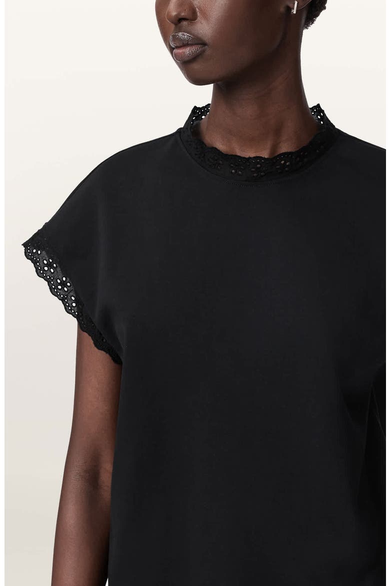 Lele Eyelet Trip Top, Alternate, color, BLACK