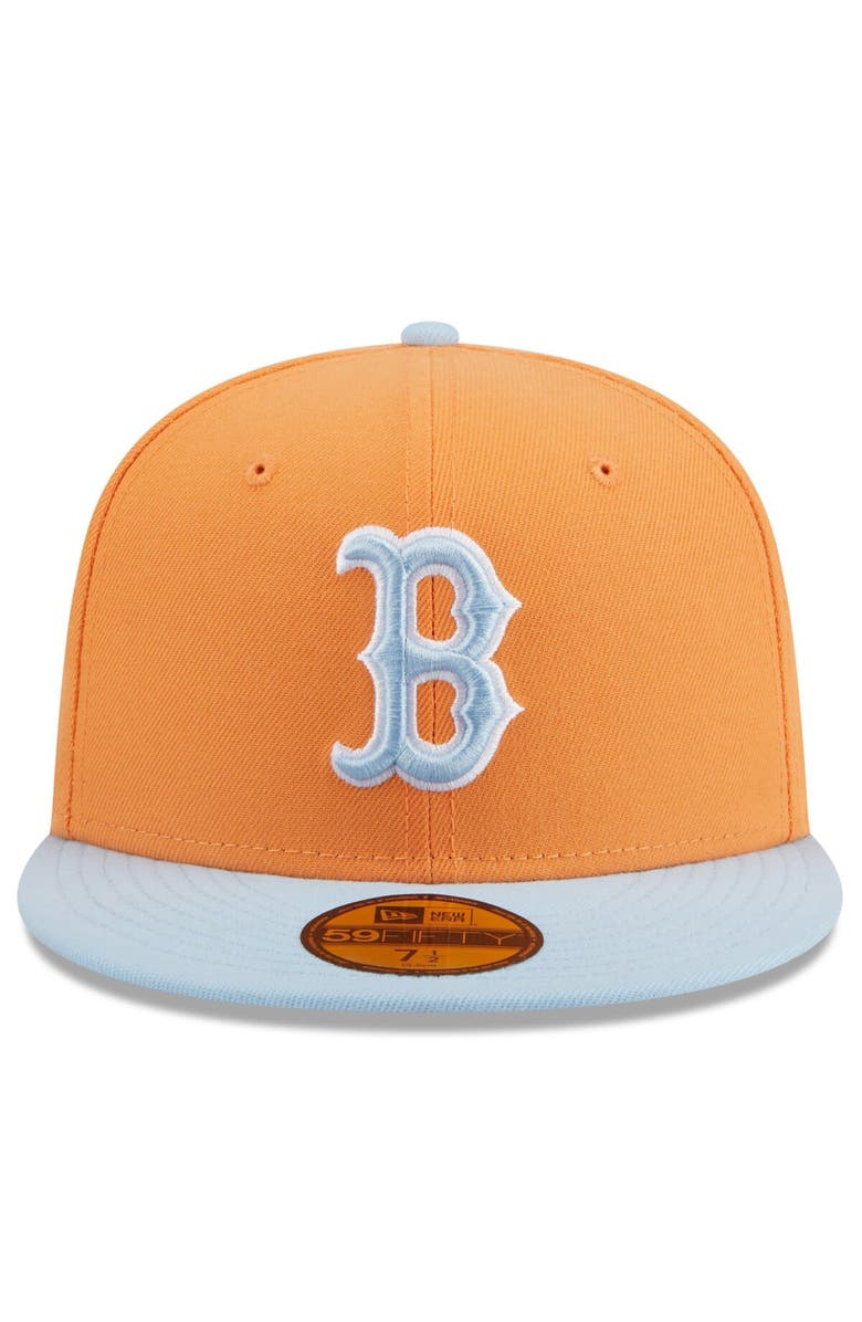 New Era Men's New Era Orange/Light Blue Boston Red Sox Spring Color Basic Two-Tone 59FIFTY Fitted Hat, Alternate, color, 