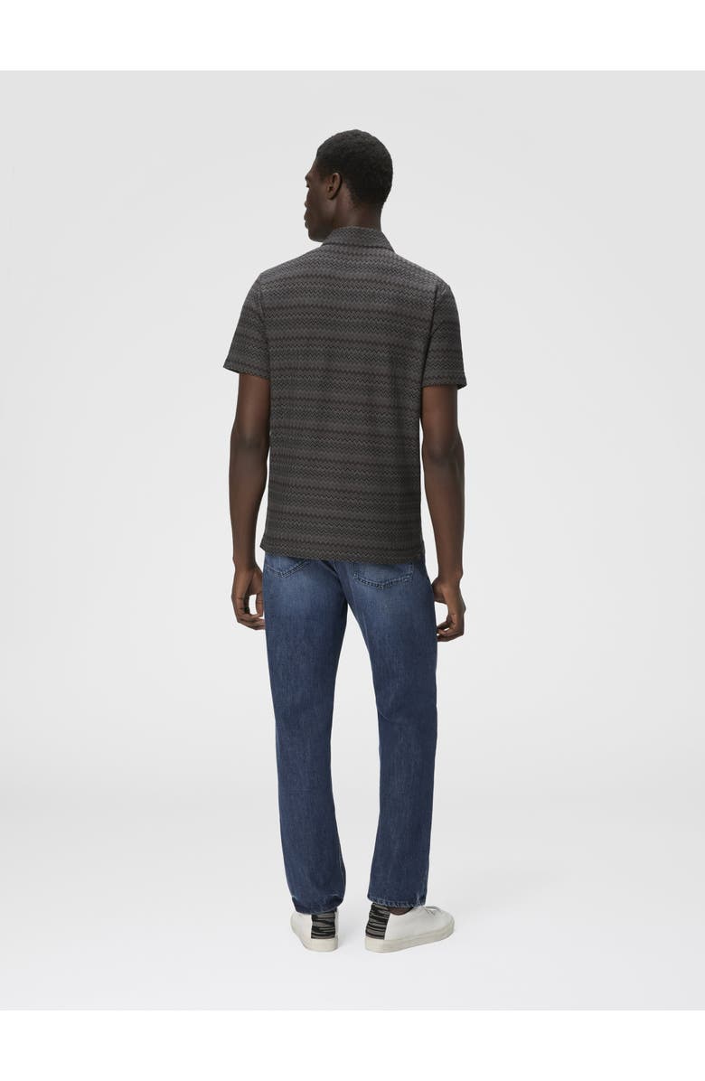 Missoni Short Sleeve Cotton Polo With Zigzag Pattern, Alternate, color, Grey