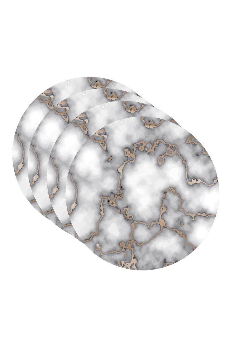 Marble Print Set of 4 Placemats, Alternate, color, SMOKEY GOLD