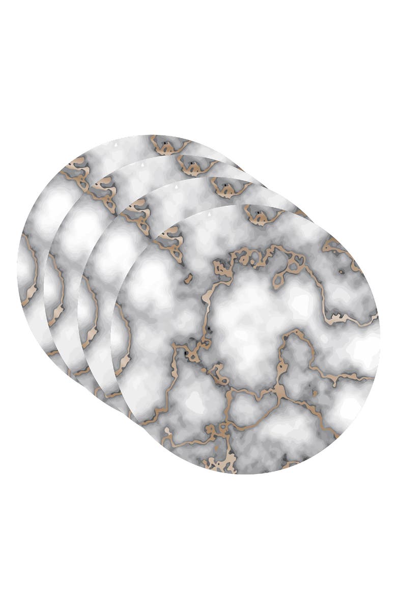 DAINTY HOME Marble Print Set of 4 Placemats, Alternate, color, Smokey Gold