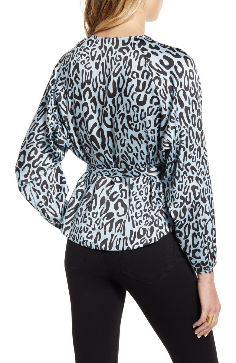 Rebecca Minkoff Angelina Leopard Print Tie Waist Blouse, Alternate, color, 