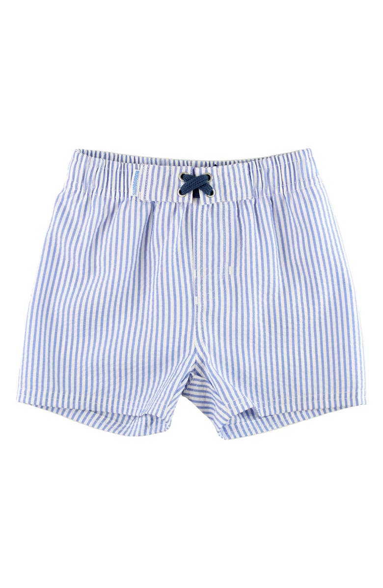 RuggedButts Kids' Seersucker Stripe Swim Trunks, Main, color, Blue