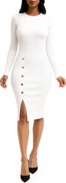 Nina Leonard Long Sleeve Ribbed Sweater Dress