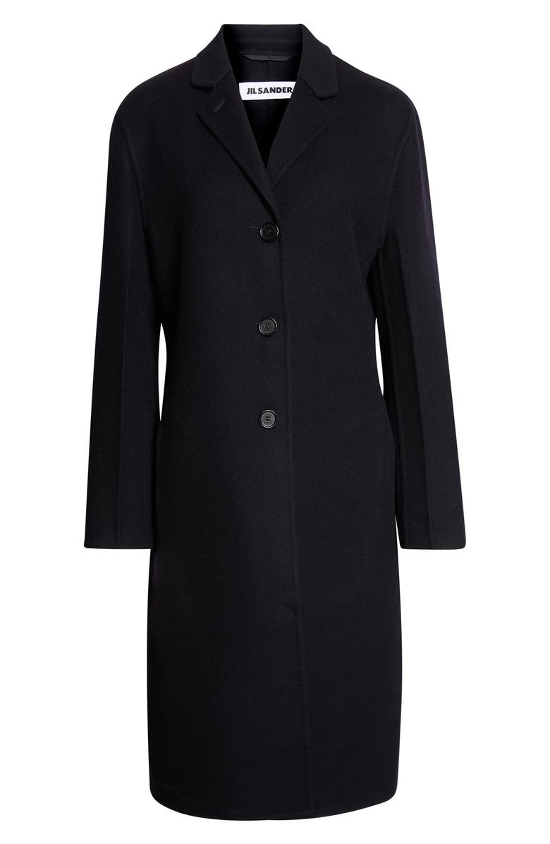 Jil Sander Slim Fit Double Face Cashmere & Virgin Wool Coat, Alternate, color, Midnight