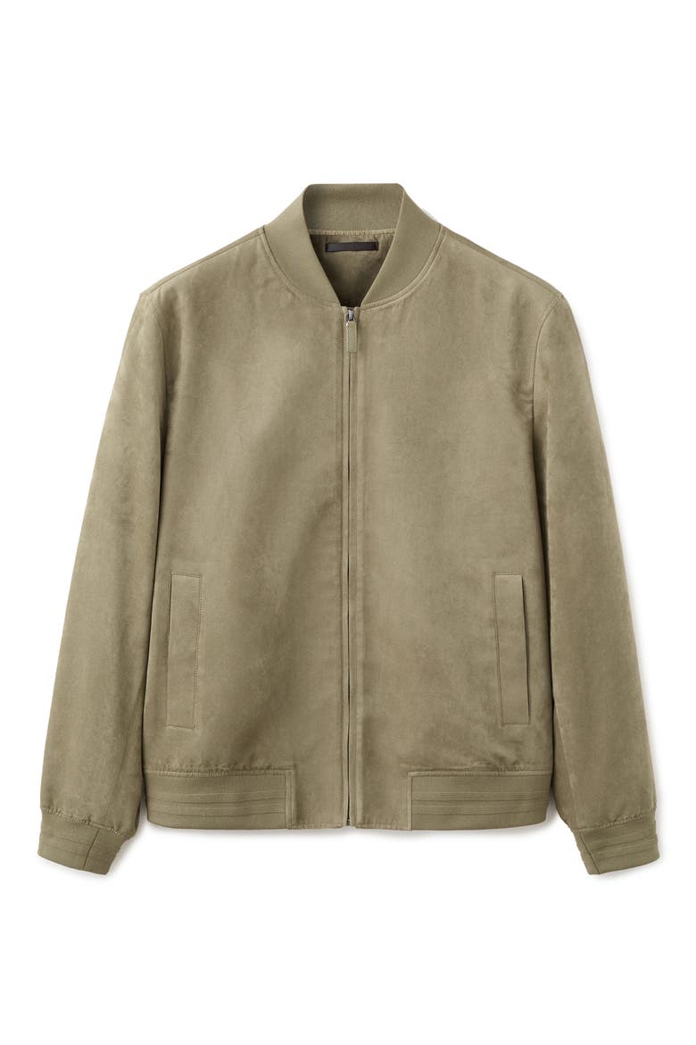Faux Suede Bomber Jacket, Alternate, color, KHAKI