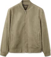 MANGO Faux Suede Bomber Jacket