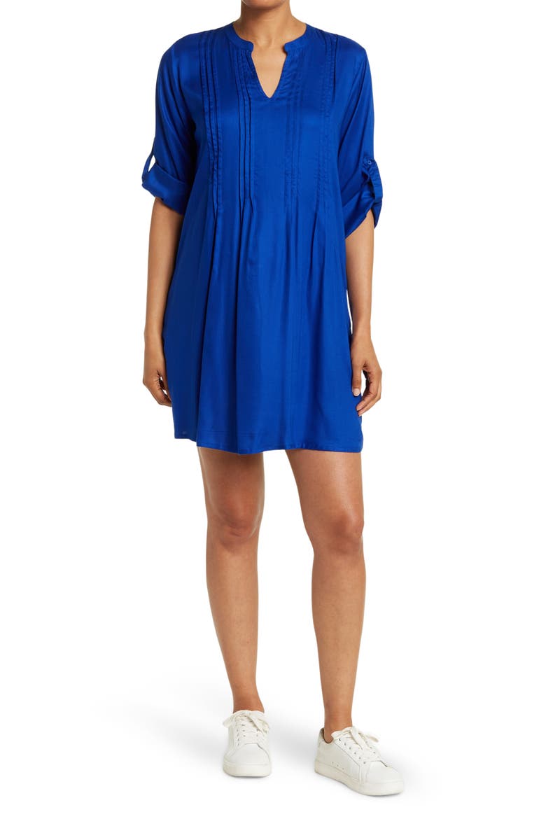 3/4 Sleeve Shirt Shift Dress, Main, color, ROYAL BLUE