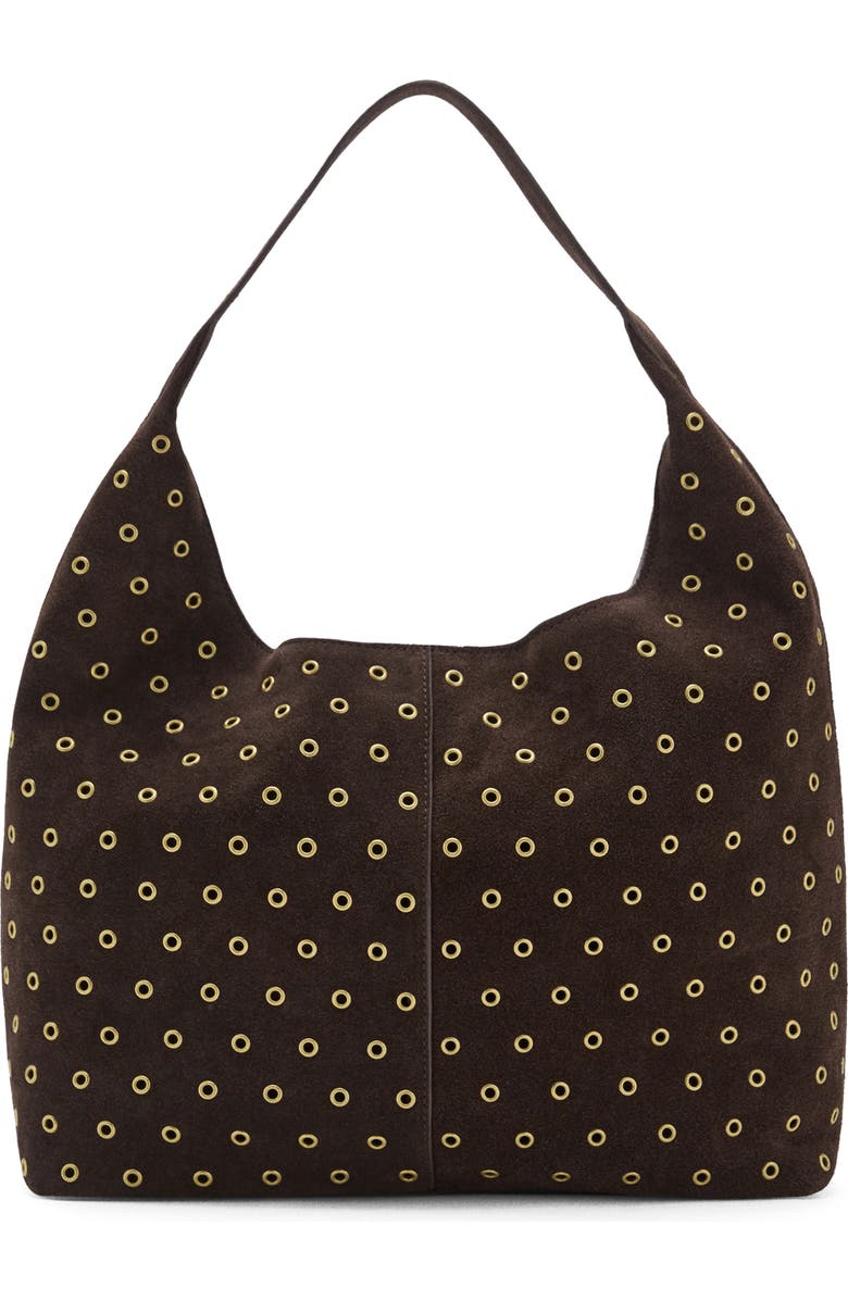 MANGO Suede Eyelet Shopper Bag, Main, color, Chocolate