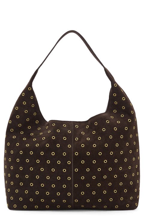 Suede Eyelet Shopper Bag