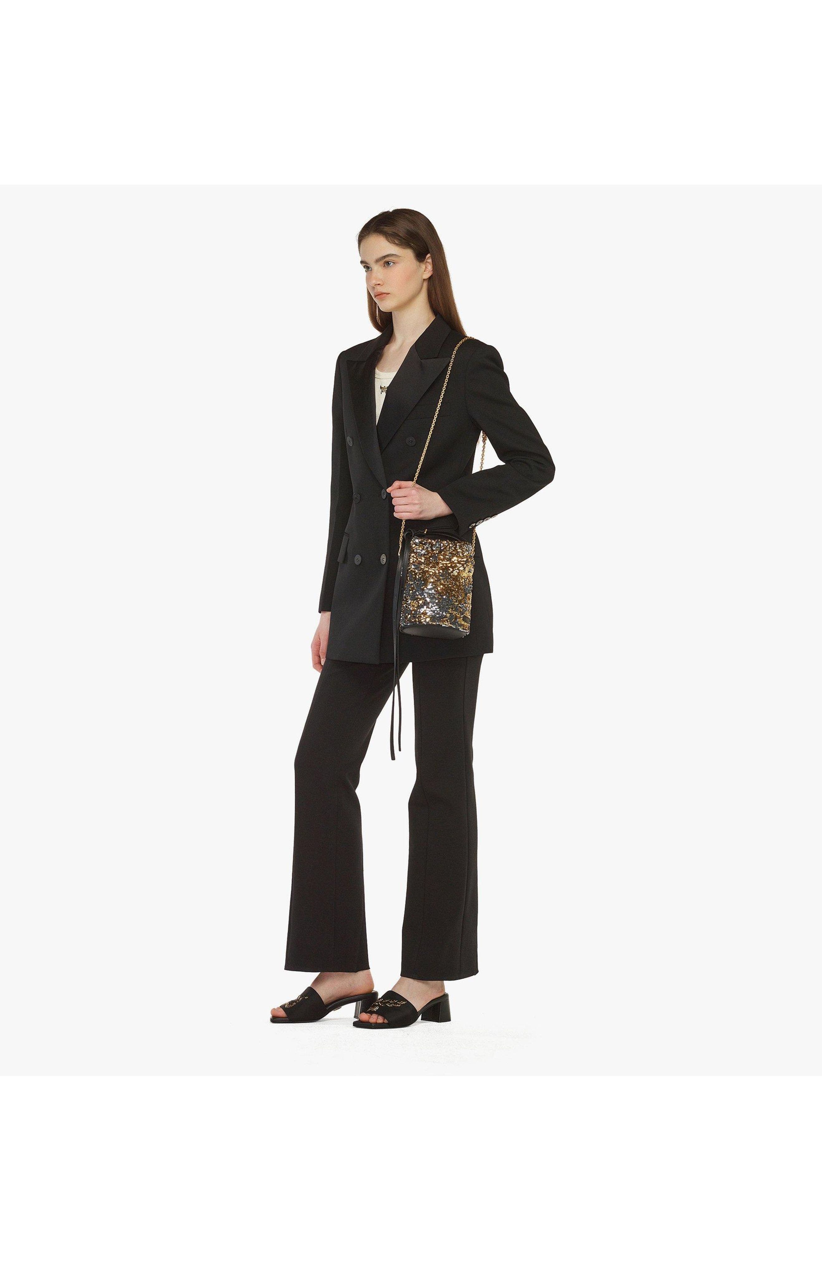 MCM Himmel Sequin Drawstring Bag, Alternate, color, Gold