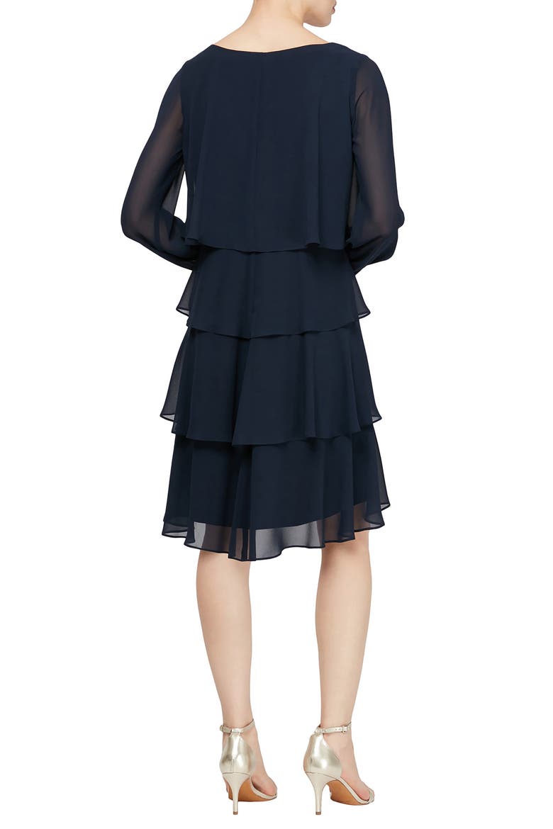 Long Sleeve Tiered Dress, Alternate, color, DEEP NAVY