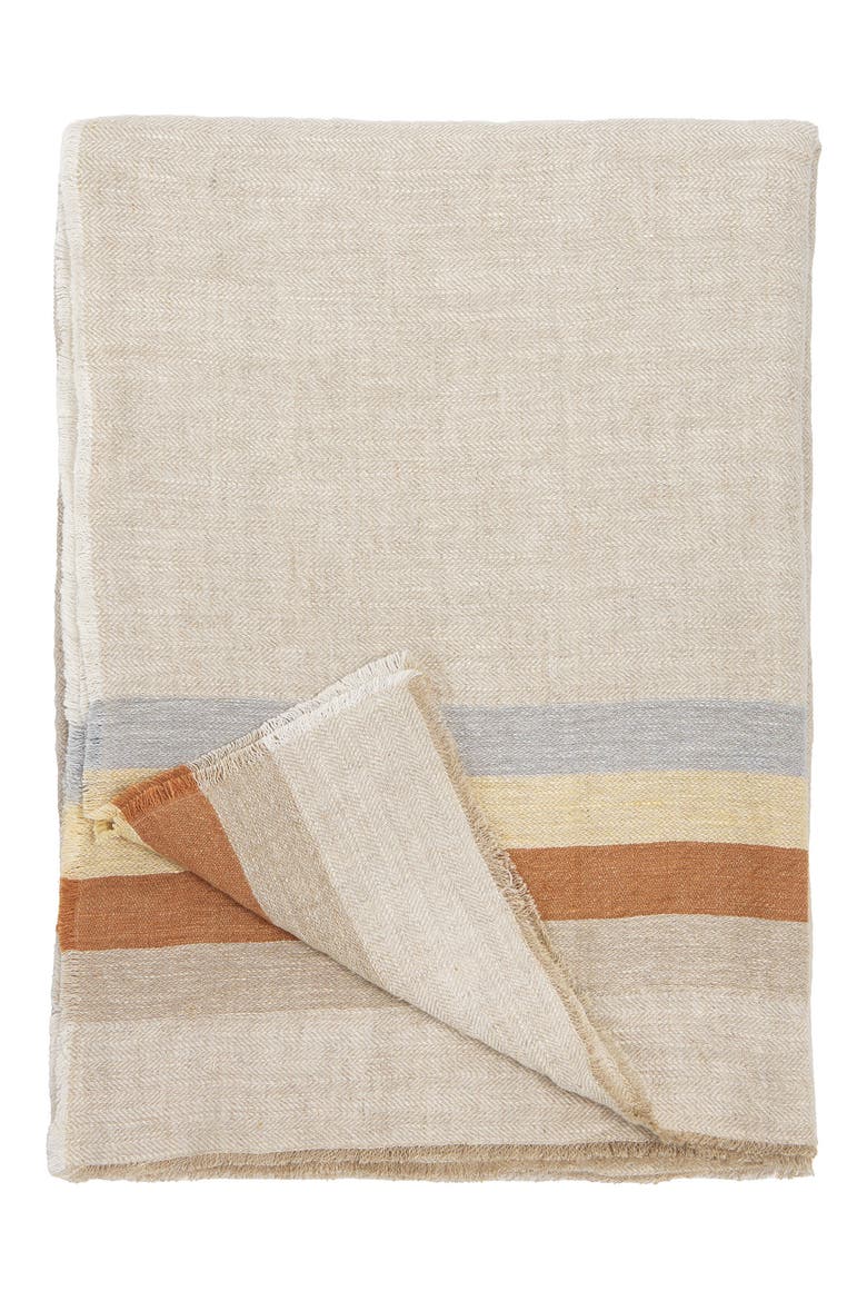 Burke Oversize Linen Throw Blanket, Main, color, CREAM
