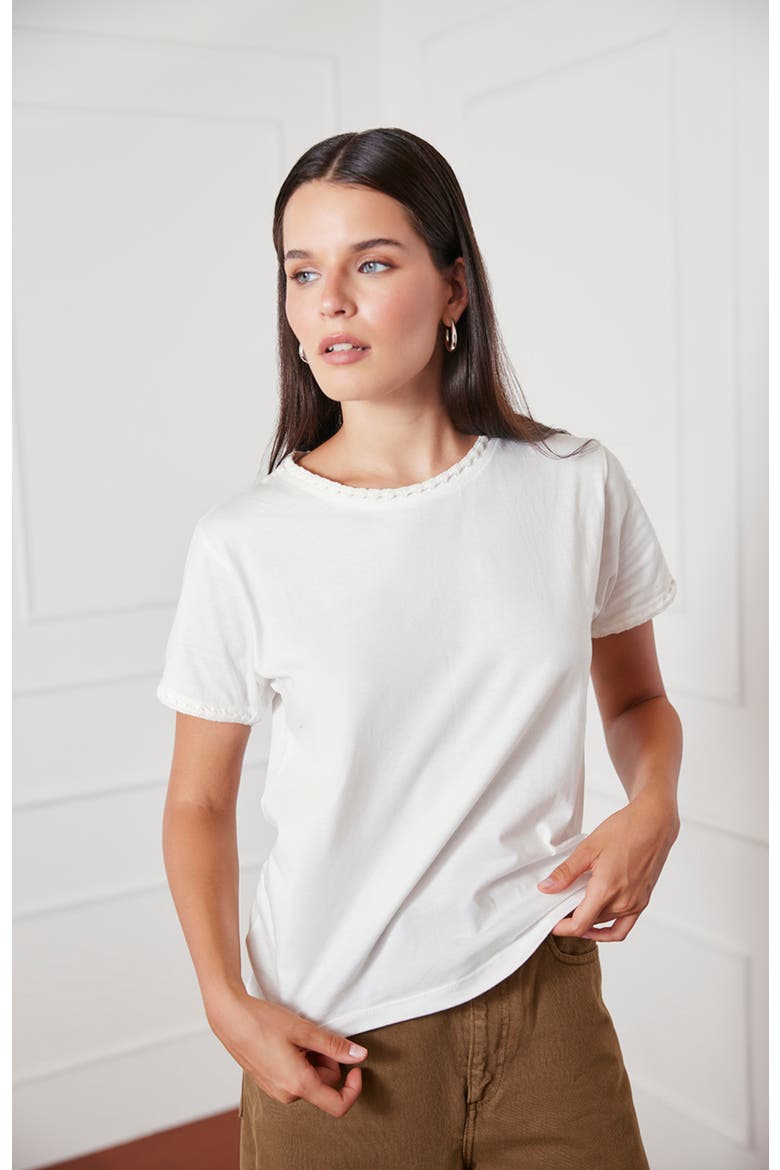 Organic Cotton Crochet Heirloom Tee, Alternate, color, Off White