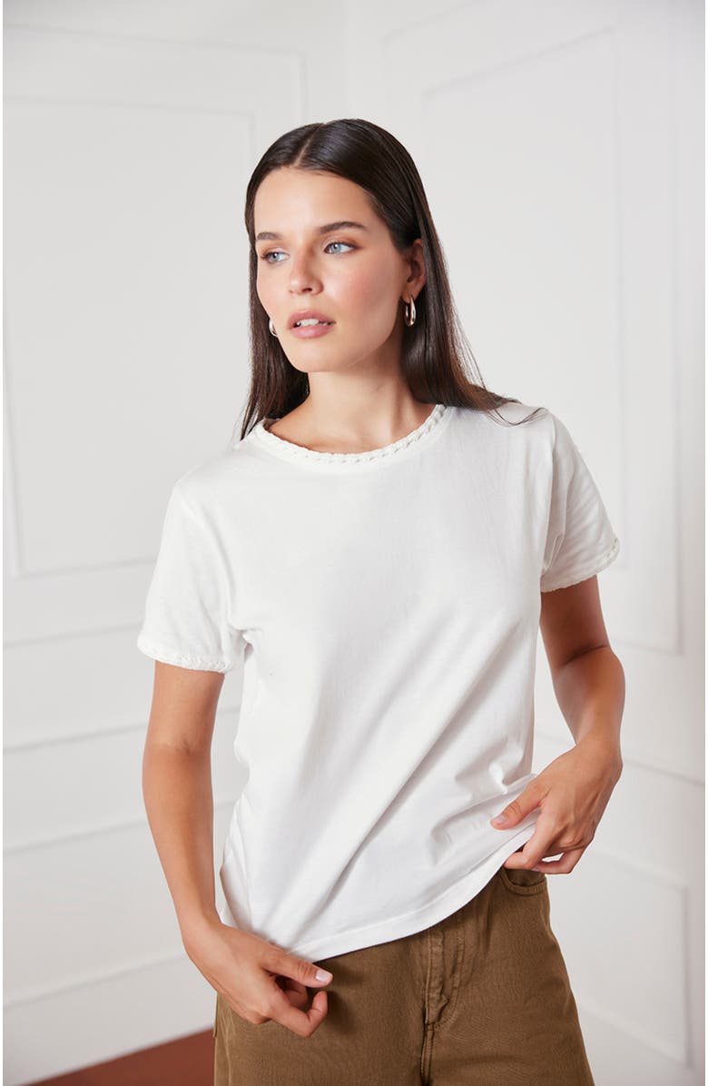 Paneros Clothing Organic Cotton Crochet Heirloom Tee, Alternate, color, Off White