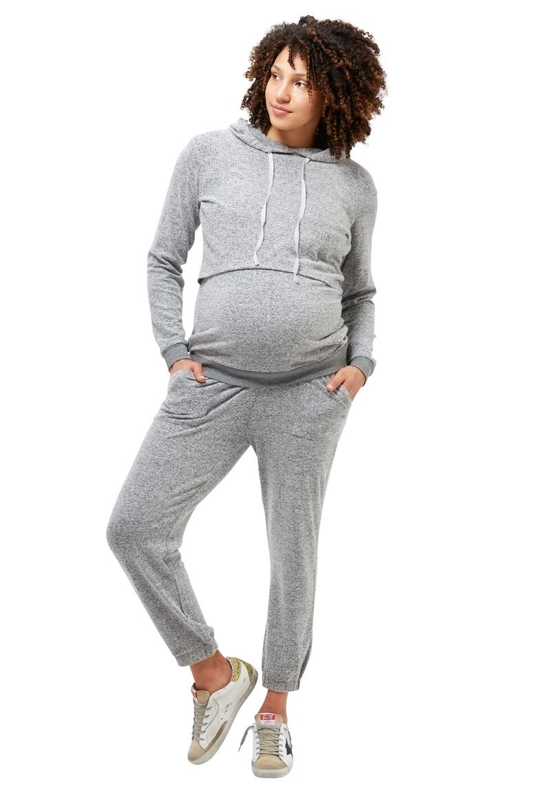 Jojo Maternity/Nursing Hoodie, Alternate, color, GRAY HACCI