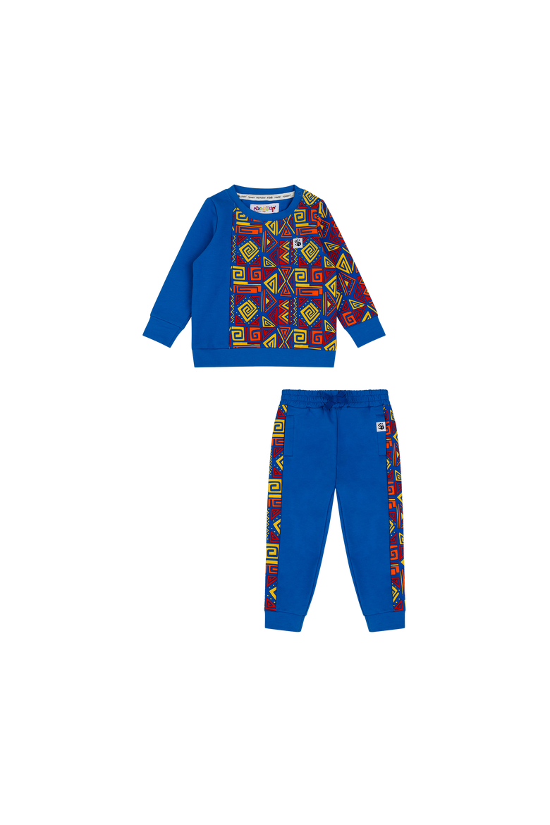 Baby Crewneck Sweatshirt and Jogger Pants Set, Alternate, color, Blue Multicolor
