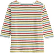 Seasalt Cornwall Sailor Stripe Three Quarter Sleeve Organic Cotton T-Shirt