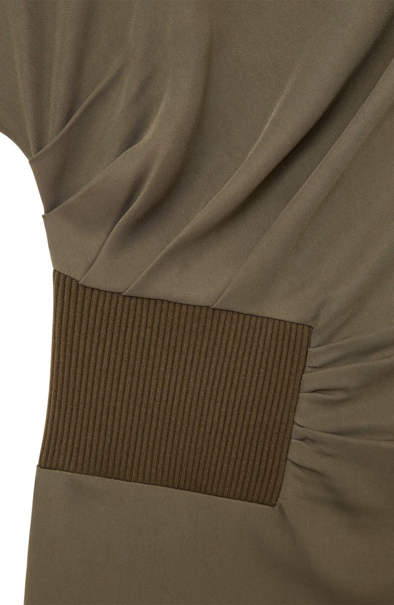 Reiss Etta Rib Detail Drape Dress, Alternate, color, Khaki Green