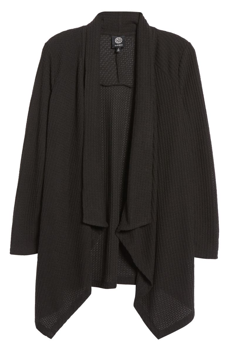 Bobeau Waffle Knit Drape Front Cardigan, Alternate, color, 
