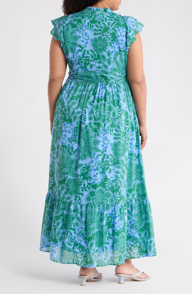 SUGARLIPS Tressa Floral Print Maxi Dress, Alternate, color, Kelly-Blue-Mul