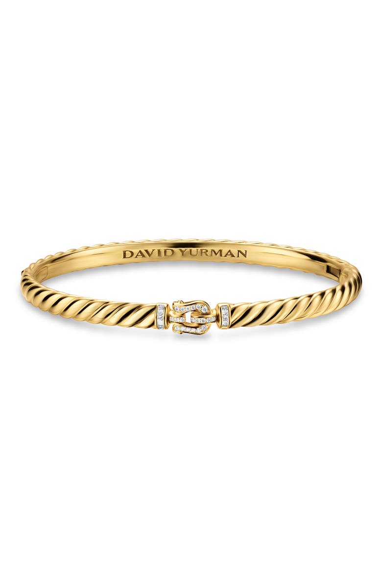 Sculpted Cable Buckle Bracelet in 18K Yellow Gold with Diamonds, Alternate, color, GOLD