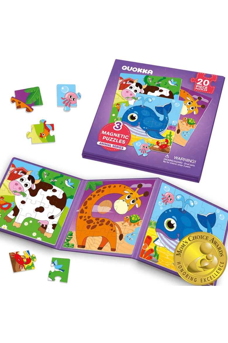 Magnetic Kids Jigsaw Puzzle Set - Animal, Space, Princess, and Math, Main, color, 20 pcs Animals