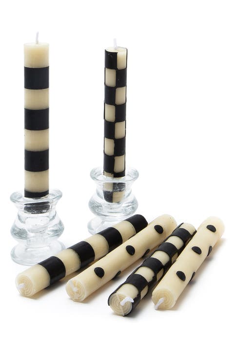 Set of 6 Black Dinner Candles