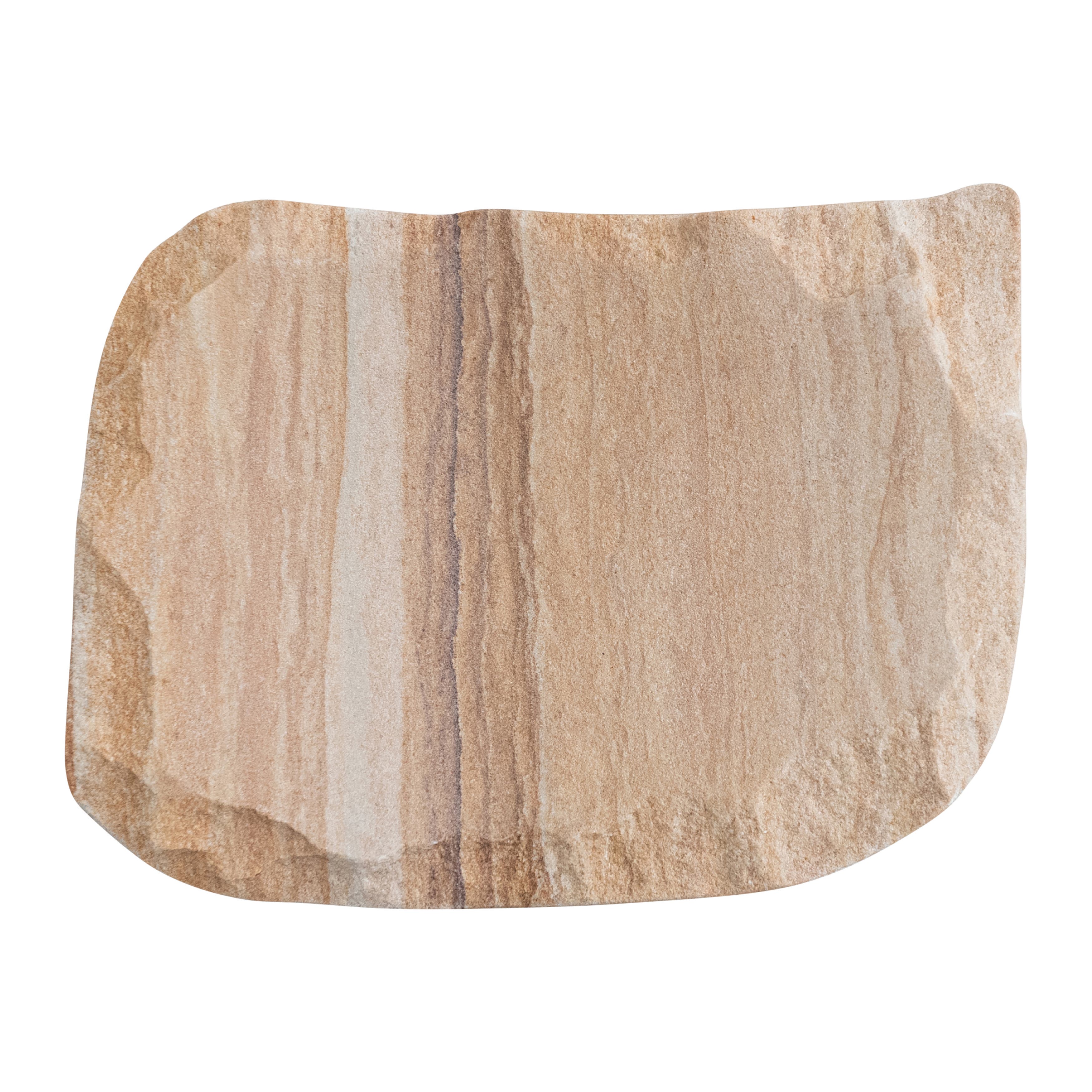 Storied Home Rainbow Sandstone Soap Dish With Raw Edge, Natural In Brown