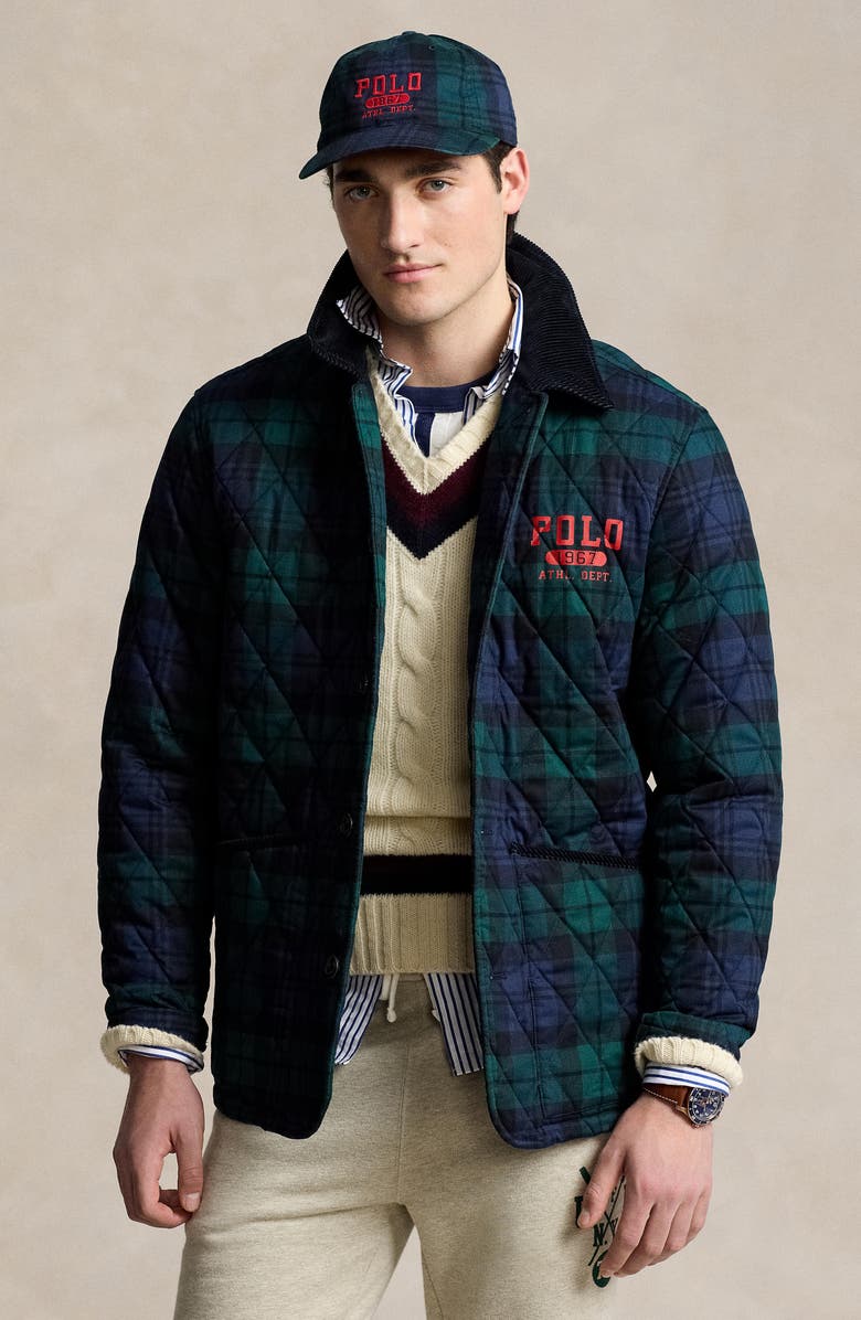 Polo Ralph Lauren Plaid Cotton Quilted Barn Jacket, Alternate, color, 
