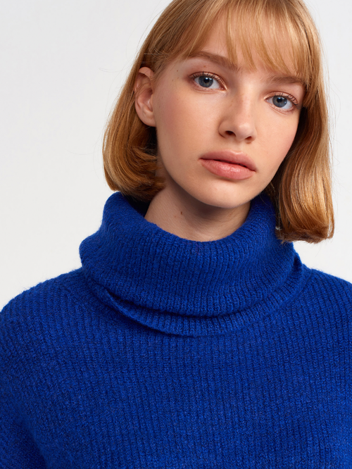 Le Fafo Olga Turtle Neck Sweater In Blue