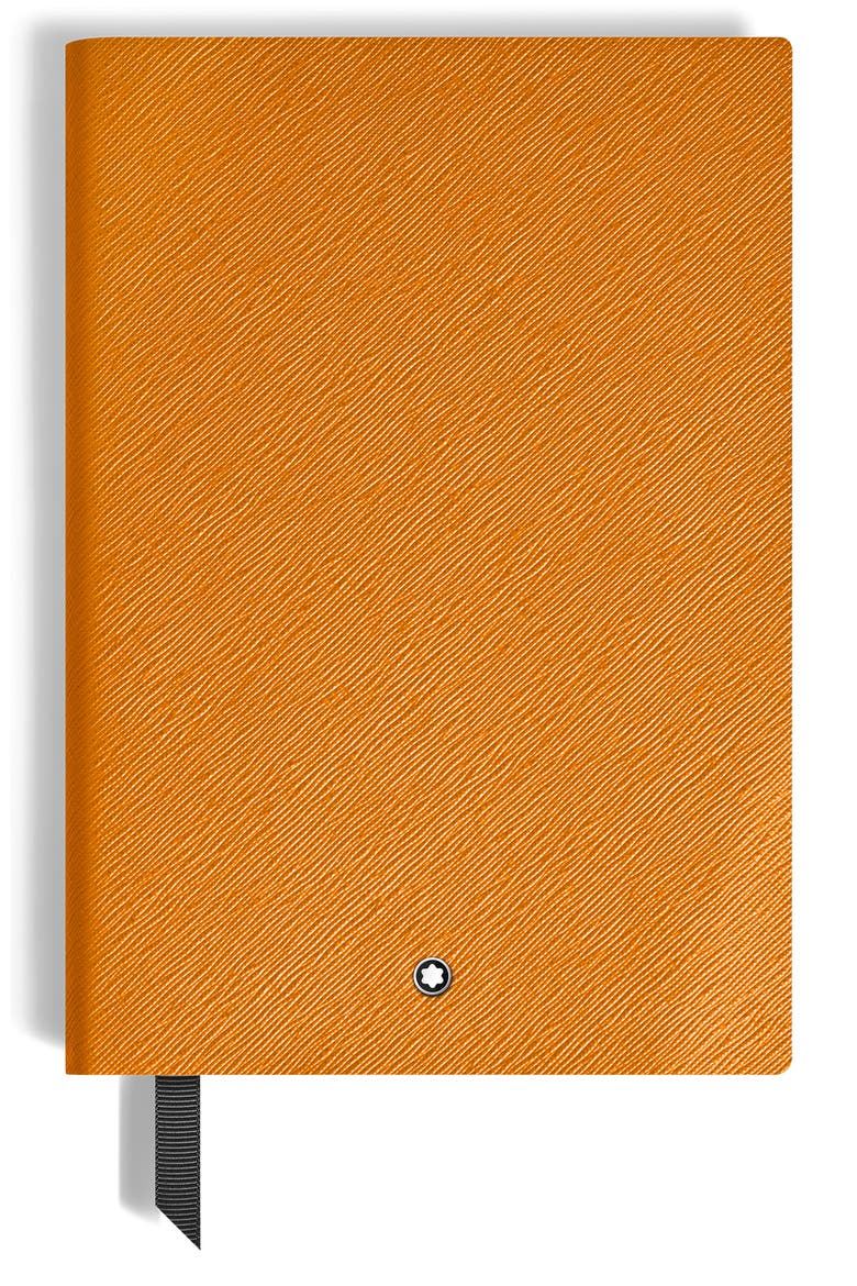 Medium Lined Leather Notebook, Main, color, YELLOW