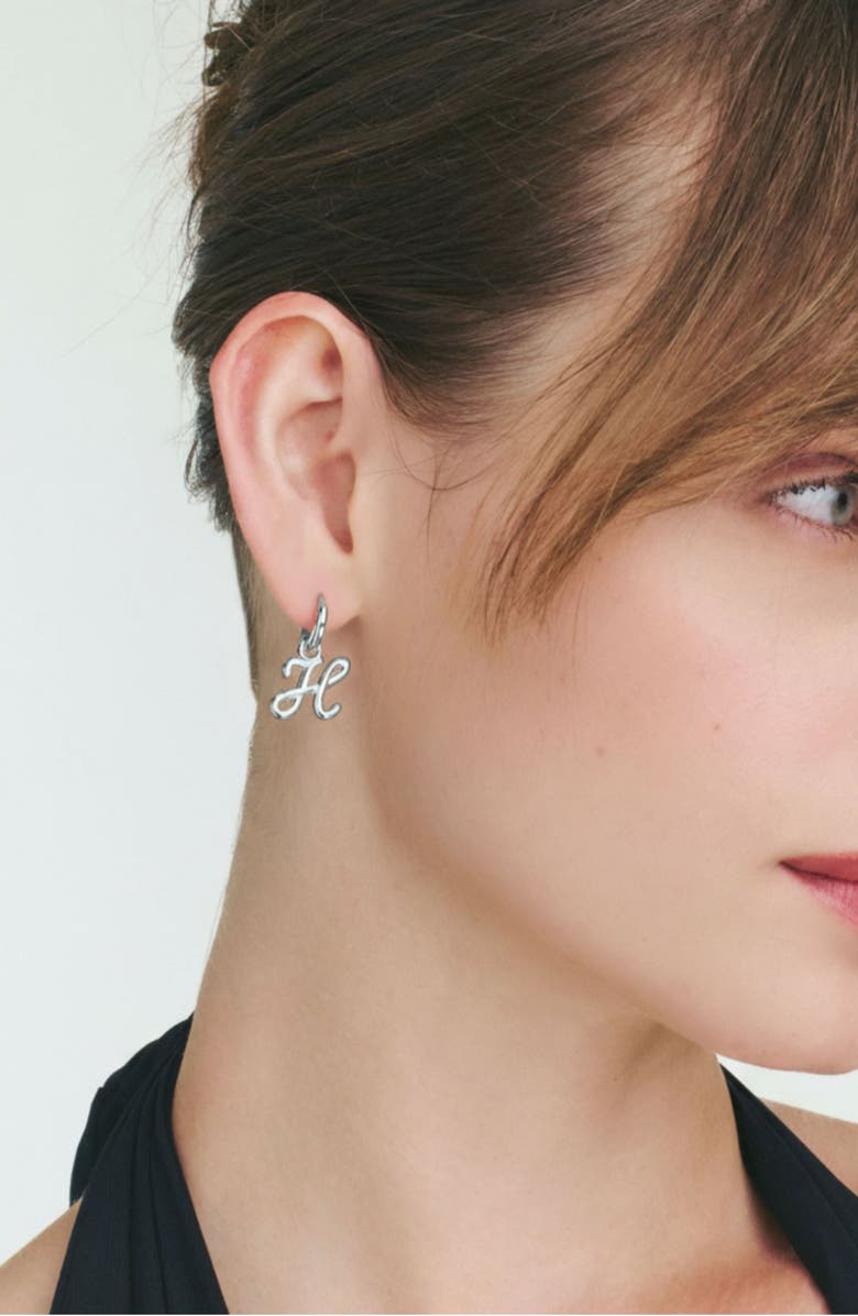 Oak & Luna Mini Signature Initial Huggie Earrings, Alternate, color, Letter S