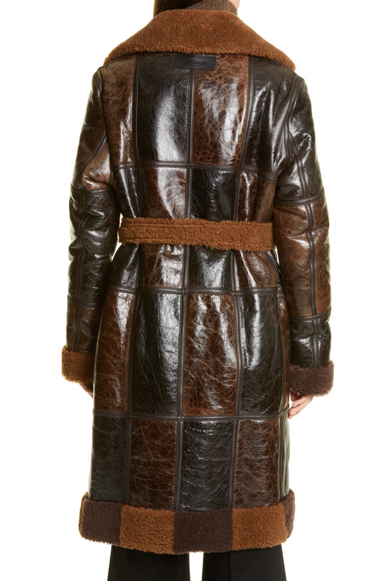 Colorblock Reversible Genuine Shearling Coat, Alternate, color, CAMEL/DARK BROWN