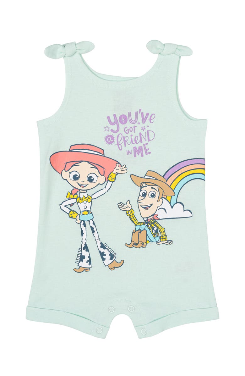 Disney Toy Story Toddler Girls' 2-Piece Sleeveless Romper and Headband Set, Alternate, color, Toy Story Mint