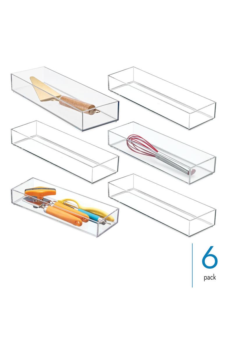 iDesign Plastic Makeup Drawer Organizer Tray - Set of 6 - Clear, Alternate, color, Clear