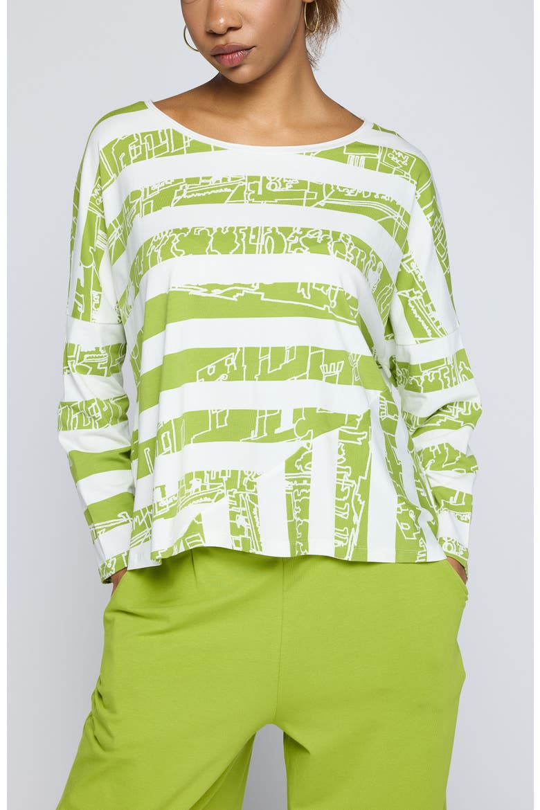 Astraea Striped Cotton Jersey Blouse, Main, color, Lime