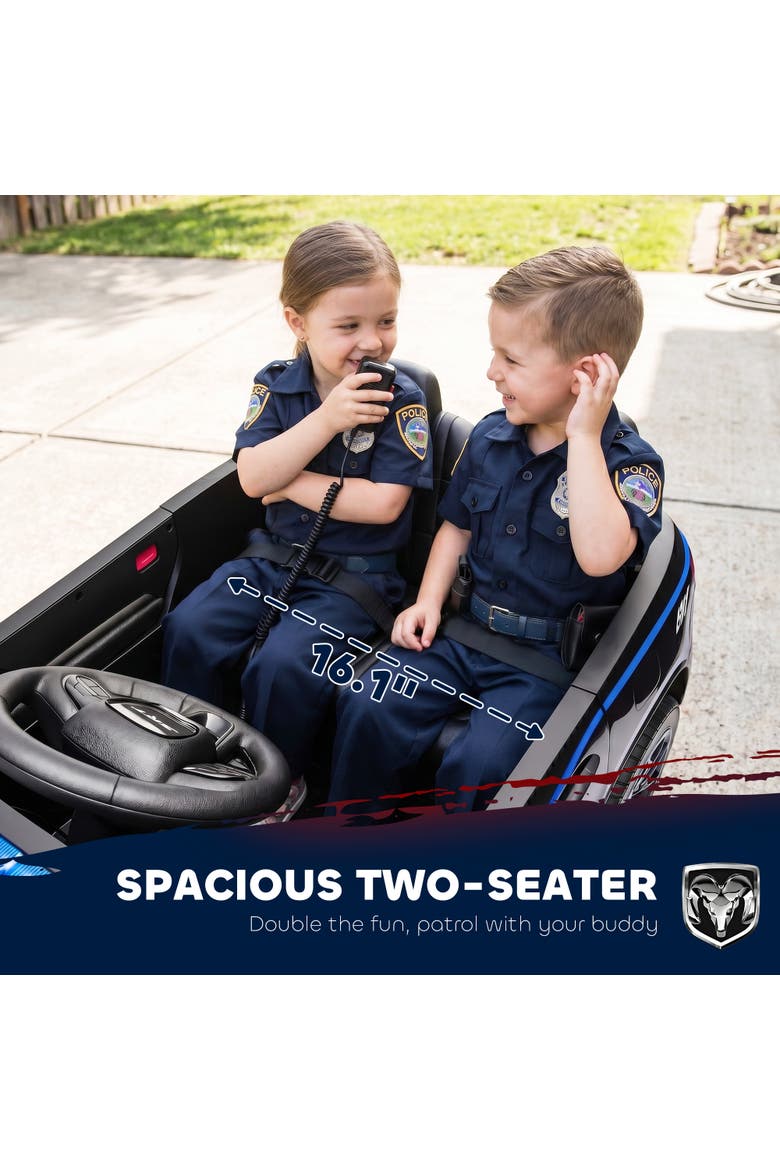 12V 2-Seater Dodge Police Ride-On Car, Remote Control, White, Alternate, color, Black