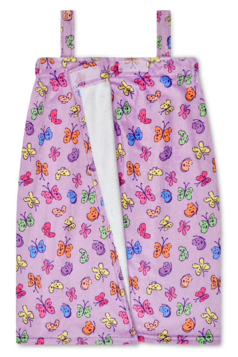 Kids' Bright Butterflies Spa Wrap, Alternate, color, PURPLE MULTI