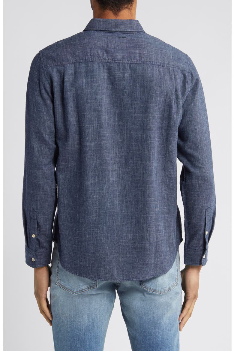 Wyatt Crosshatch Cotton Button-Up Shirt, Alternate, color, NAVY ETCH