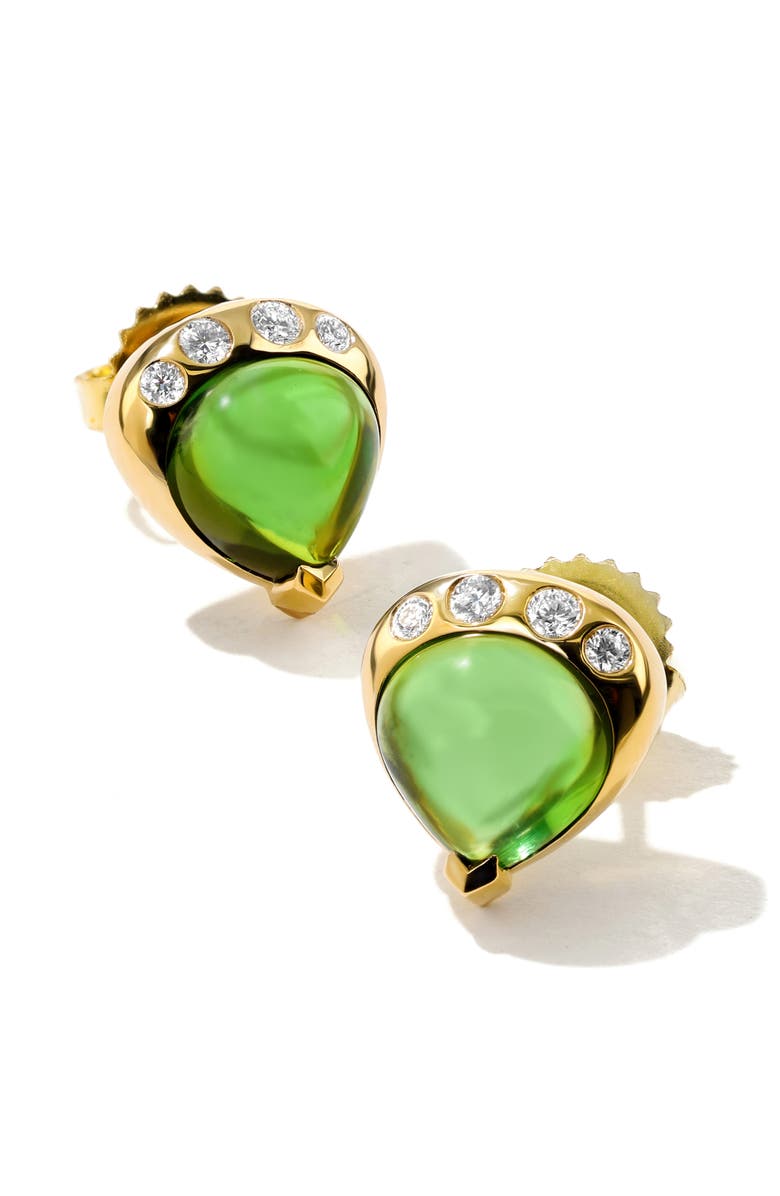 Mark Henry 18K Gold Gumdrop Stud Earrings, Main, color, Green Tourmaline