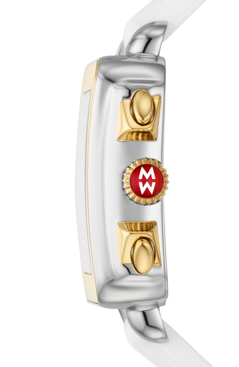 MICHELE Deco Sport Chronograph Silicone Strap Watch, 36mm, Alternate, color, Two Tone