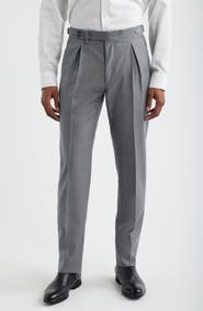 Zanella Danny Pleated Solid Wool Dress Pants