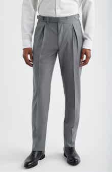 Zanella Danny Pleated Solid Wool Dress Pants