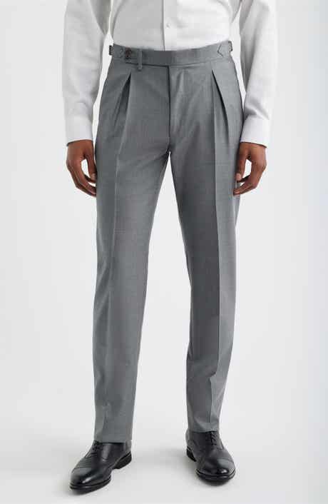 Zanella Danny Pleated Solid Wool Dress Pants