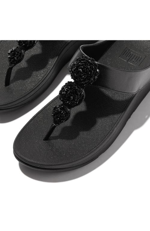 Fitflop Fino Beadie Flip Flop In Metallic Black