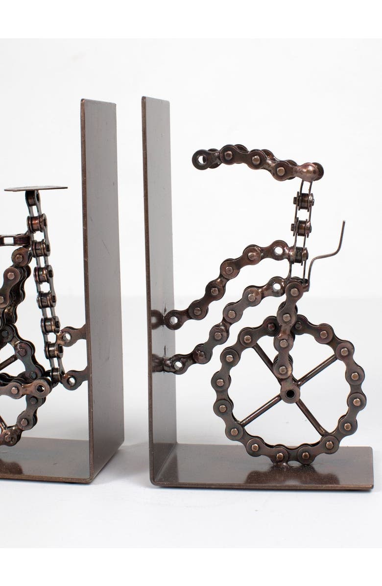Ten Thousand Villages Bicycle Chain Bookends, Alternate, color, 