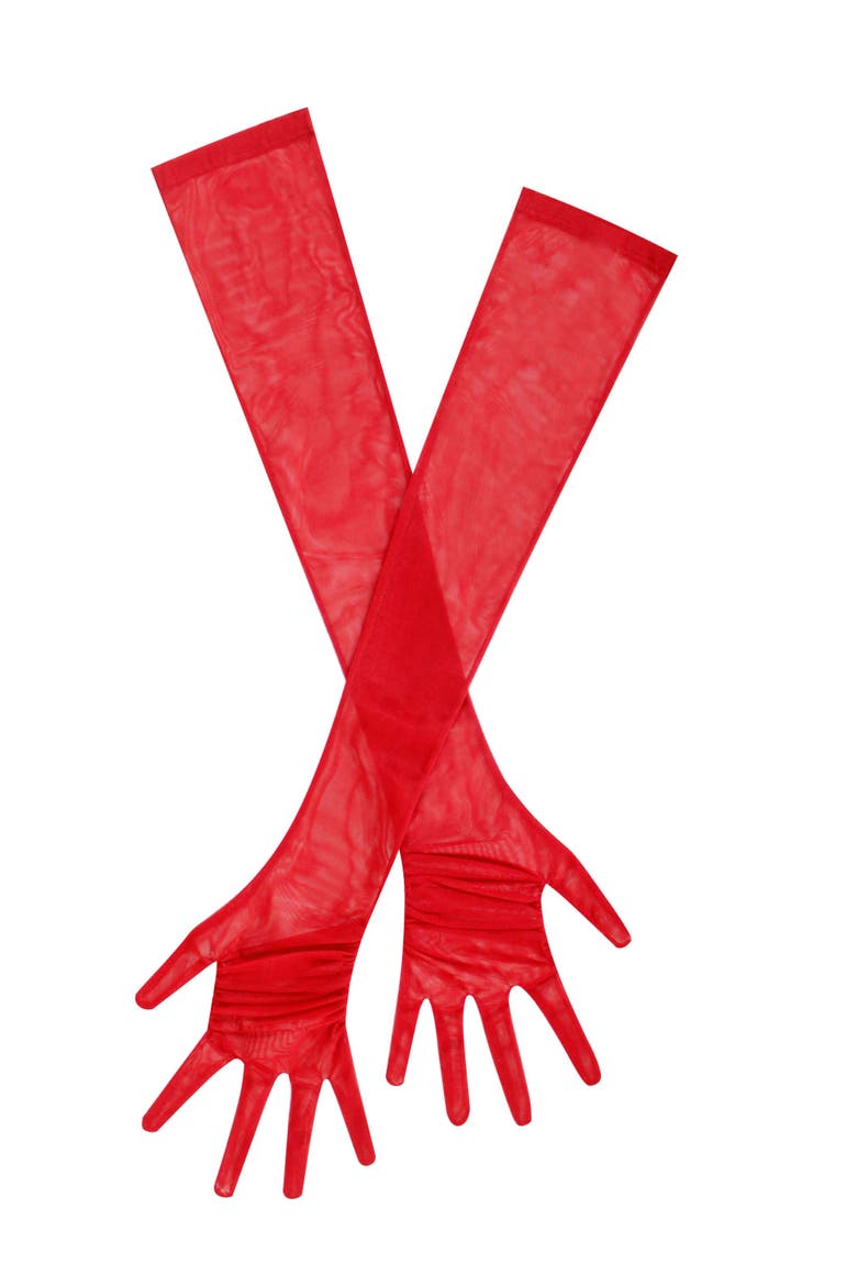 Qira Mesh Opera-length Gloves, Main, color, Burgundy